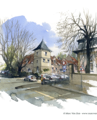 Aquarelle-Le Vieux Cornet à Uccle (Bruxelles)