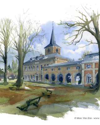 Aquarelle-abbaye de Forest (Bruxelles)